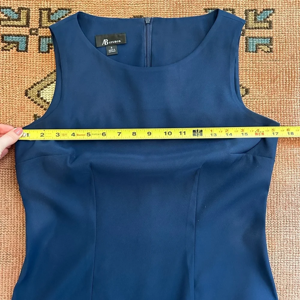 AB studio preppy vintage corpcore business core classic navy sheath dress sz 4 - Picture 12 of 13